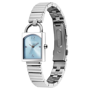 Titan Metro Quartz Analog Blue Dial Stainless Steel Strap Watch For Women