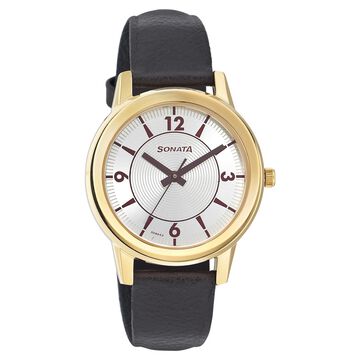 Sonata Quartz Analog Silver Dial Leather Strap Watch for Men