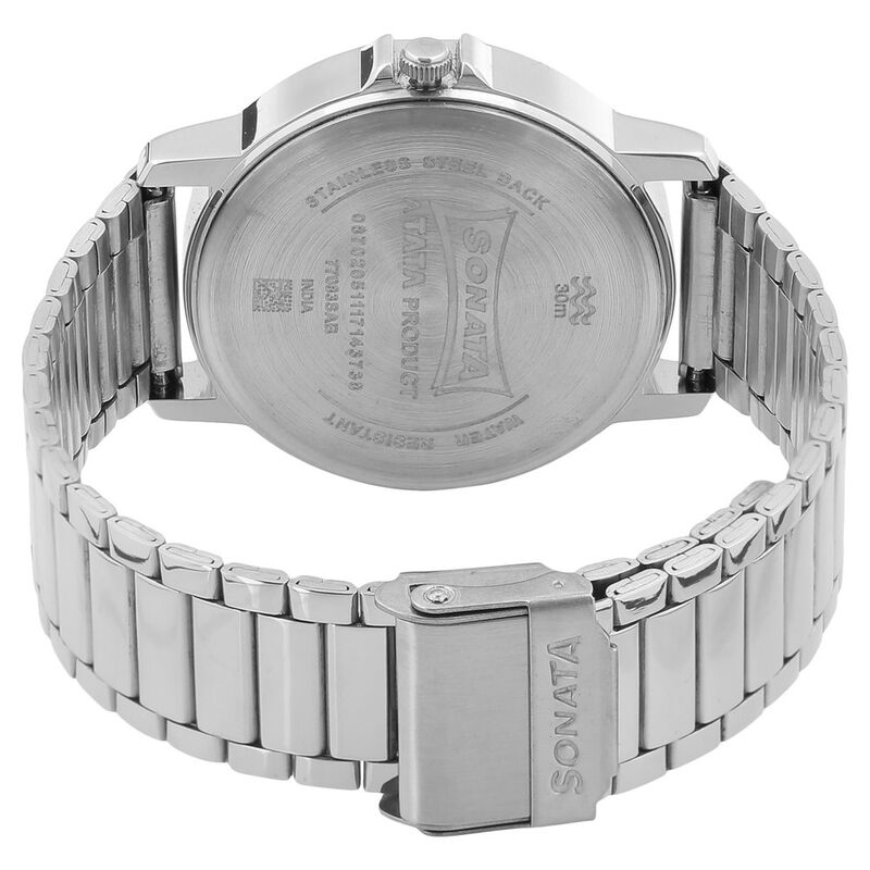 Sonata Quartz Analog with Day and Date White Dial Stainless Steel Strap Watch for Men - image number 3