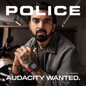 Police Men's Tough Gear KL Rahul Edition Multifunction Watch with Red Silicone Strap