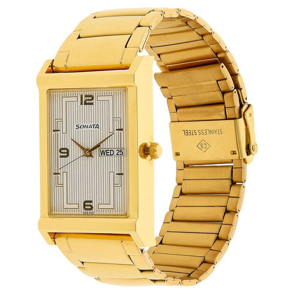 Sonata Quartz Analog with Day and Date White Dial Stainless Steel Strap Watch for Men - image number 1