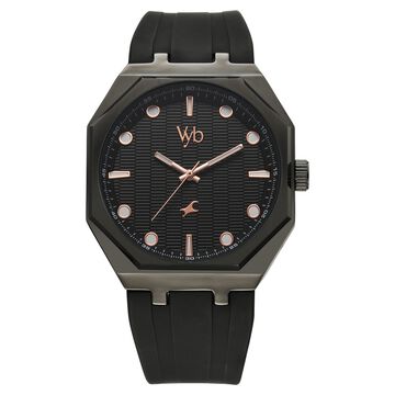 Vyb Rebel By Fastrack Quartz Analog Black Dial Silicone Strap Watch For Guys
