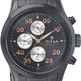 Titan Quartz Chronograph Silver Dial Leather Strap Watch for Men
