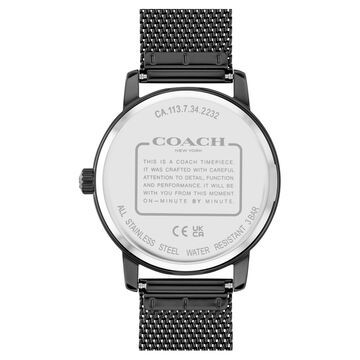 Coach Quartz Analog Black Round Dial Black Stainless Steel Strap Watch For Women