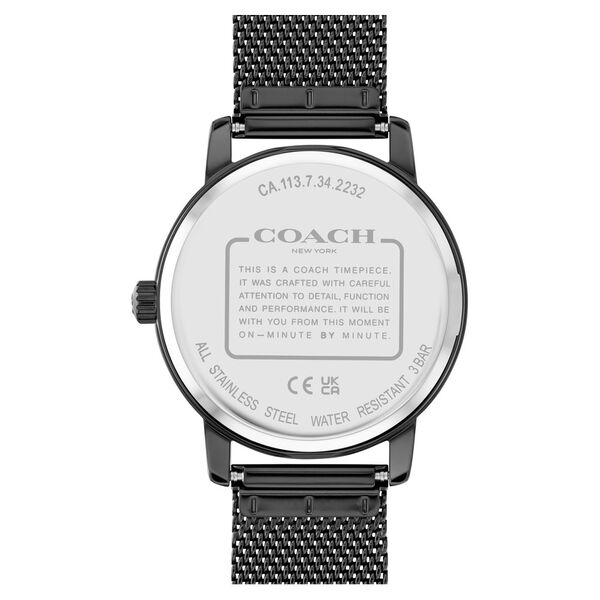 Coach Quartz Analog Black Round Dial Black Stainless Steel Strap Watch For Women - image number 2