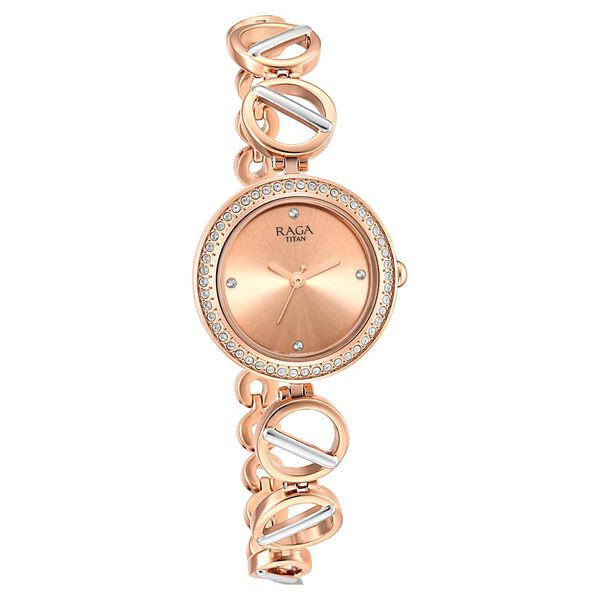Titan Raga Viva Quartz Analog Rose Gold Dial Two Toned Metal Strap Watch For Women - image number 0