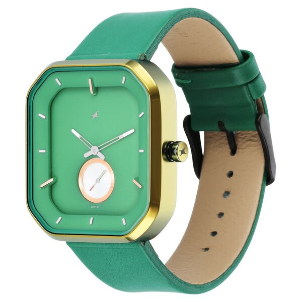 Fastrack After Dark Quartz Analog Green Dial Leather Strap Watch for Guys - image number 3