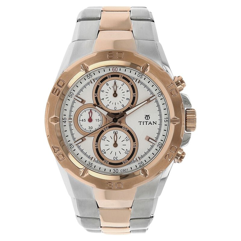 Titan Regallia Rose Gold Chronograph Stainless Steel Strap Watch for Men - image number 0