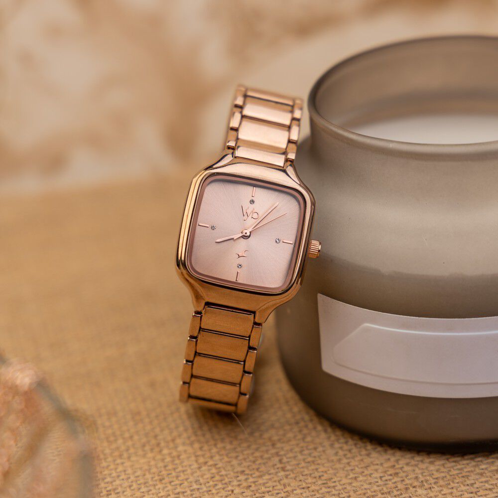 Buy Online Fastrack Vyb Minimalist Quartz Analog Rose Gold Dial Metal Strap Watch For Girls fv60024wm01w Titan