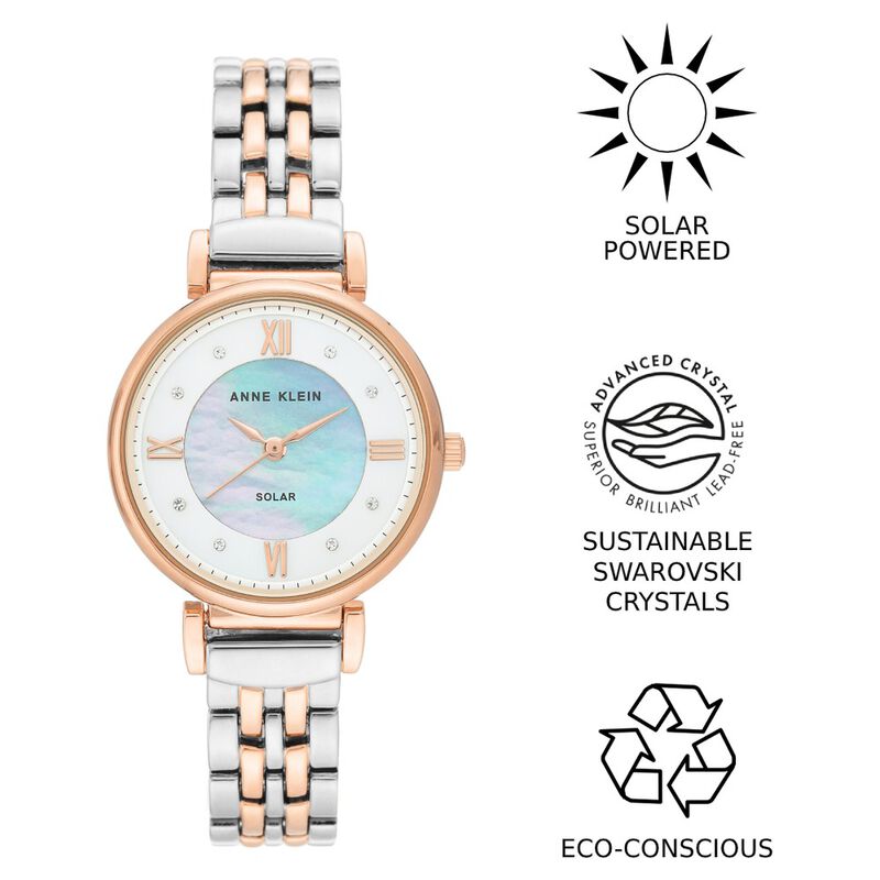 Anne Klein Quartz Analog Mother of Pearl Dial Metal Strap Watch for Women