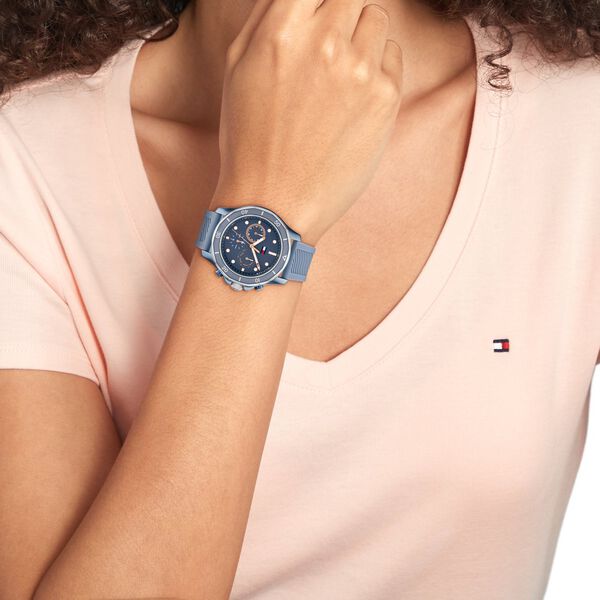 Tommy Hilfiger Blue Dial Blue Silicone Strap Watch for Women - image number 3