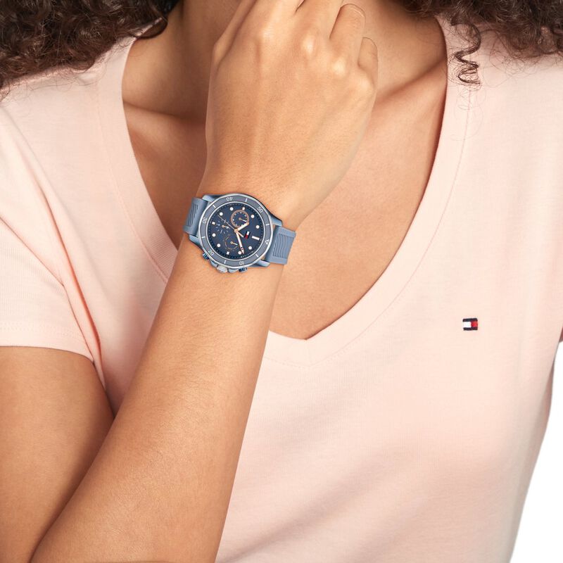 1782571 Buy Online Tommy Hilfiger Blue Dial Blue Silicone Strap Watch for Women ...