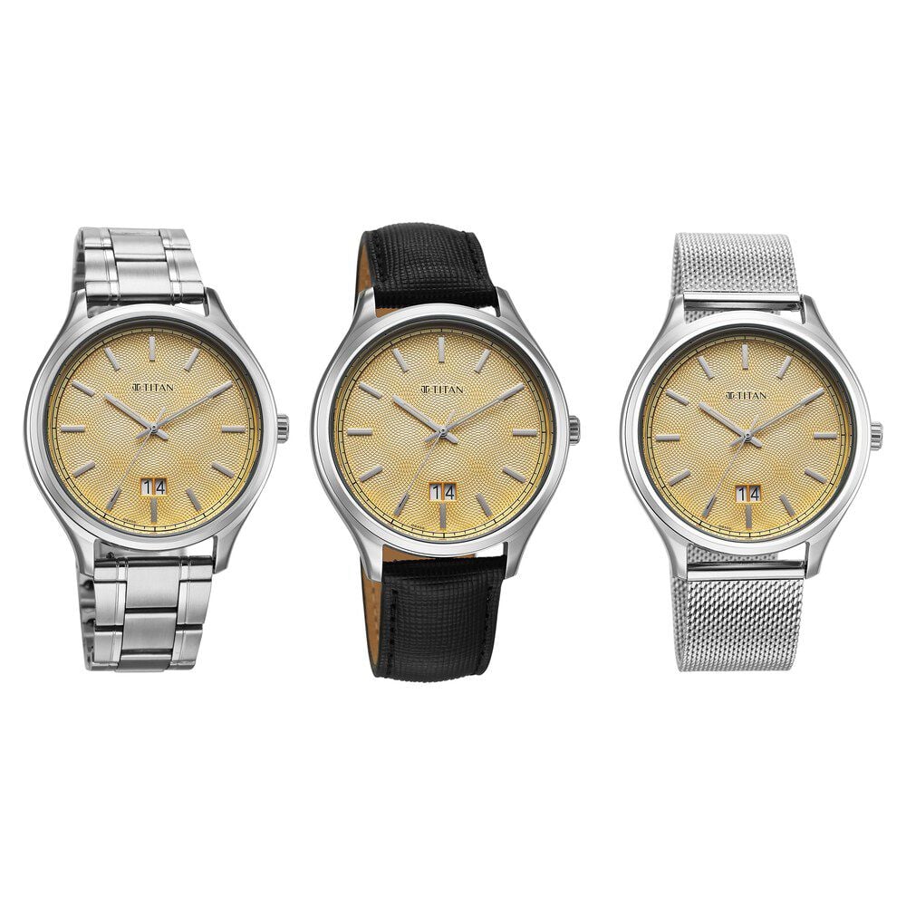 Titan Classique Palette of Time Analog with Yellow Dial Interchangeable Straps Watch with for Men-image-2