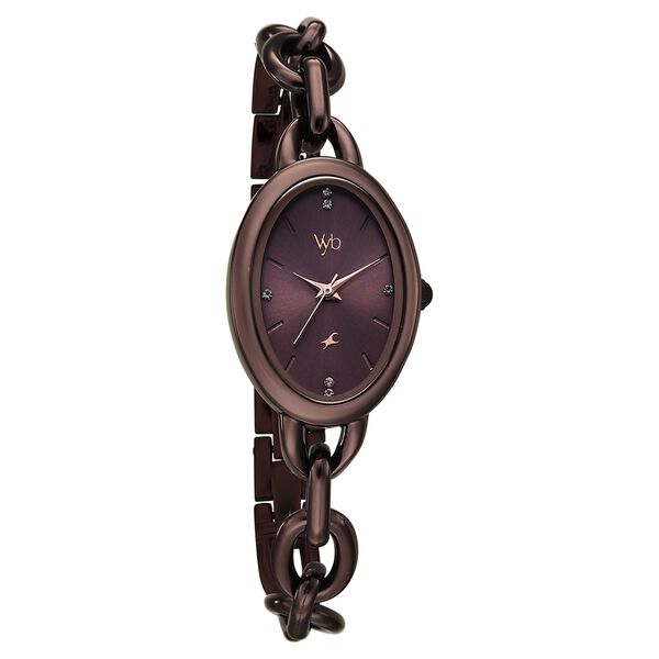 Vyb Manifester By Fastrack Quartz Analog Brown Dial Brown Metal Strap Watch For Girls - image number 1