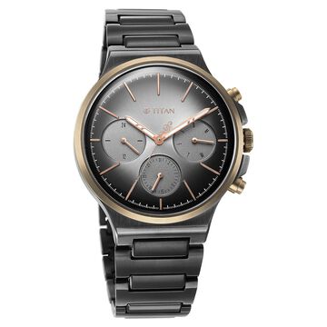Titan Quartet Grey Dial Analog with Day and Date Stainless Steel Strap watch for Men