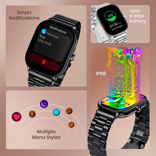 Fastrack Radiant FX2 Luxury Metal Smartwatch with largest 5.1 AMOLED Display with Functional Crown With Black Strap - image number 7