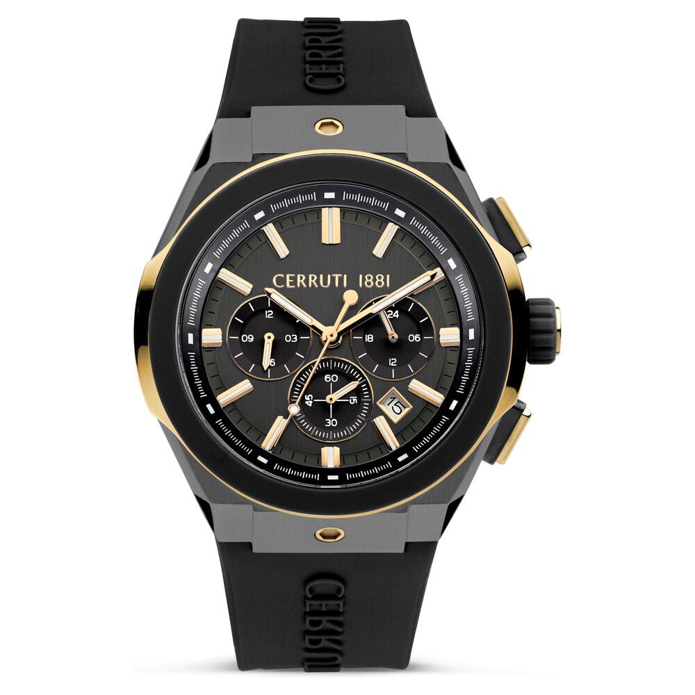 Buy Online Cerruti 1881 Black Dial Silicone Strap Watch for Men ceciwgq0006802w p Titan