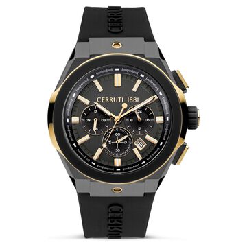 Cerruti 1881 Black Dial Silicone Strap Watch for Men