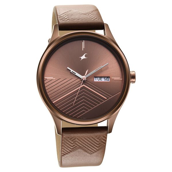 Buy Online Fastrack Style Up Brown Dial Leather Strap Watch for