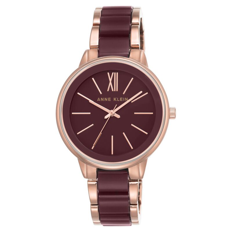 Anne Klein Quartz Analog Maroon Dial Plastic Strap Watch for Women