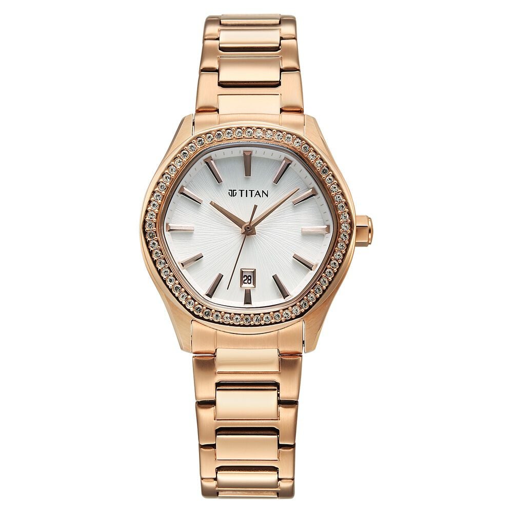 Titan Glamour Quartz Analog with Date Silver Dial Rose Gold Stainless Steel Strap Watch For Women-picture-28