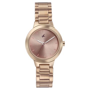 Fastrack Pulse Quartz Analog Pink Dial Stainless Steel Strap Watch for Girls