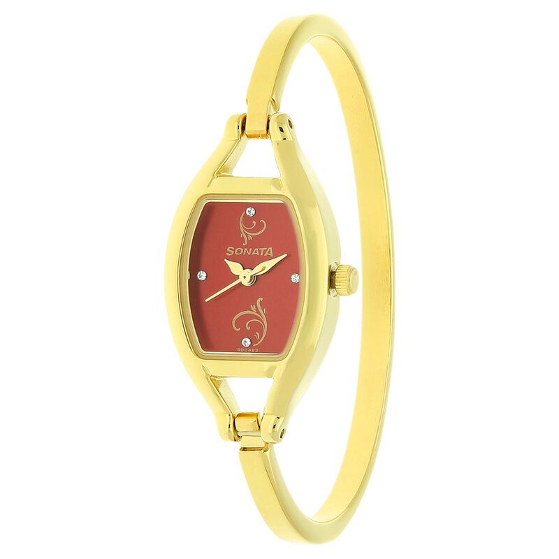 Sonata Quartz Analog Red Dial Metal Strap Watch for Women - image number 1