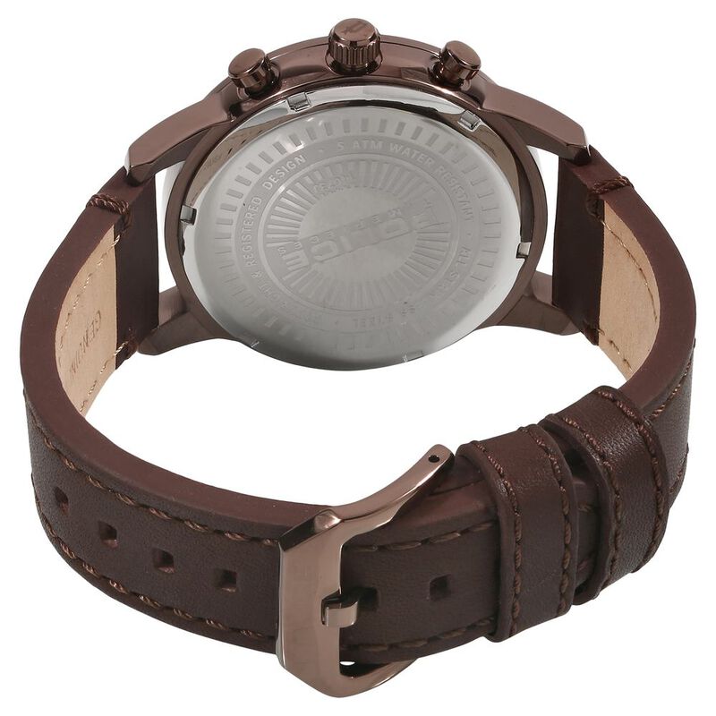 Police Quartz Analog Brown Dial Leather Strap Watch for Men - image number 3