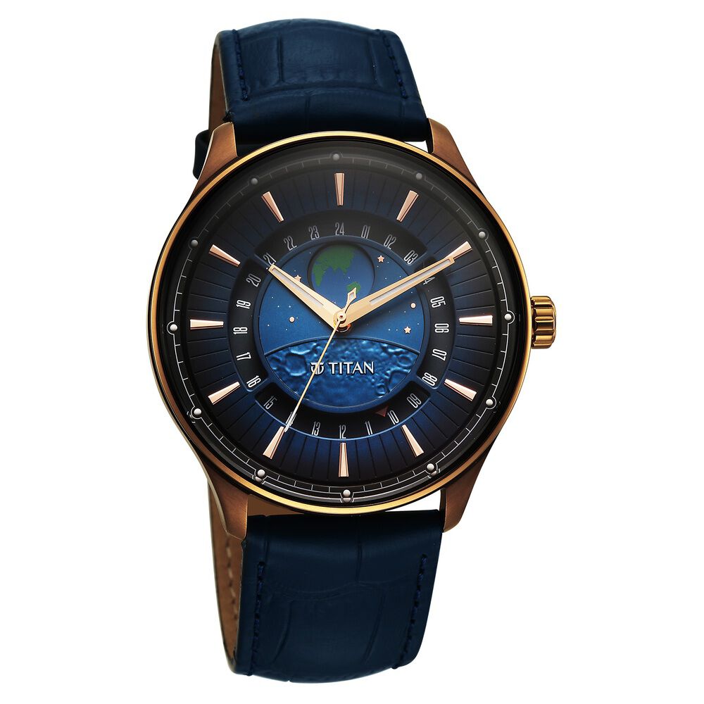 Buy Online Titan Stellar Analog with Earth Disc and Blue Dial Blue