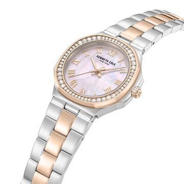 Kenneth Cole Quartz Analog Pink Mother of Pearl Dial Two Toned Stainless Steel Strap Watch For Women