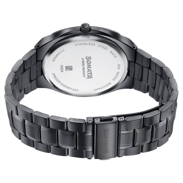 Sonata Festive Quartz Analog Black Dial Black Metal Strap Watch For Men - image number 5