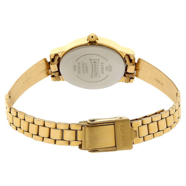 Sonata Quartz Analog Champagne Dial Stainless Steel Strap Watch for Women - image number 3