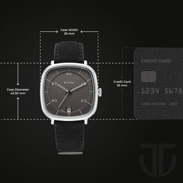 Titan Neo Curve Quartz Analog with Date Anthracite Dial Black Leather Strap Watch for Men - image number 2