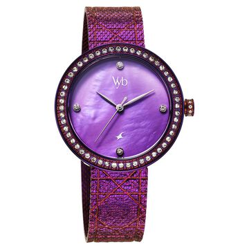Fastrack Vyb Eclipse Quartz Analog Purple Mother Of Pearl Dial Purple Color Metal Strap Watch For Girls