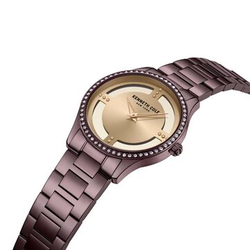 Kenneth Cole Quartz Analog Silver Dial Brown Stainless Steel Strap Watch For Women