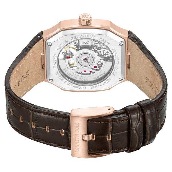 Kenneth Cole Automatic Silver Dial Brown Leather Strap Watch For Men - image number 4