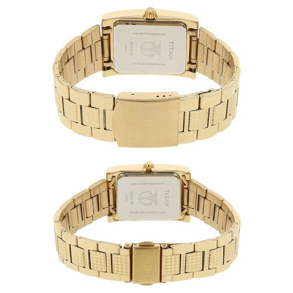 Titan Quartz Analog with Day and Date Silver Dial Stainless Steel Strap Watch for Couple - image number 3