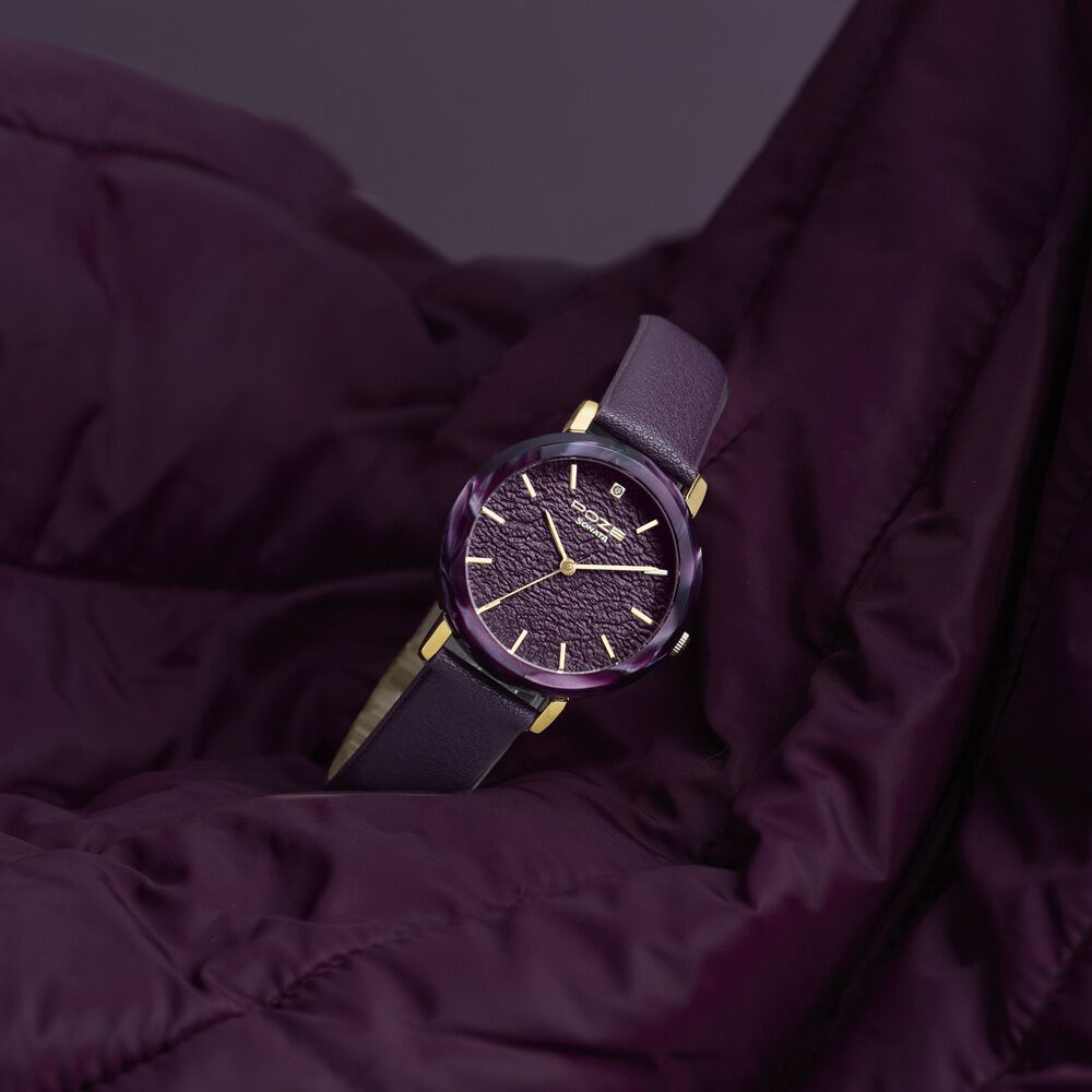 Poze By Sonata Quartz Analog Purple Dial Purple PU Leather Strap Watch For Women-image-48