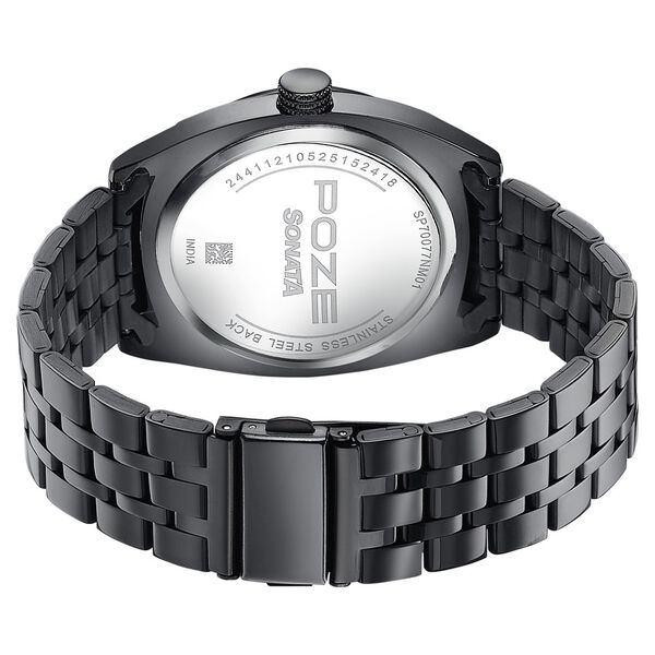 Sonata Poze Quartz Analog Black Dial Black Metal Strap Watch For Men - image number 6