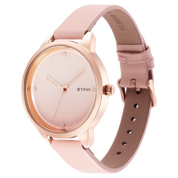 Titan Pastel Dreams Pink Dial Analog Leather Strap watch for Women - image number 2