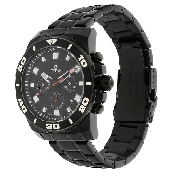 Titan Quartz Chronograph Black Dial Stainless Steel Strap Watch for Men - image number 1