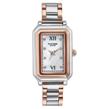 Sonata Poze Quartz Analog White Mother of Pearl Dial Two Toned Colour Stainless Steel Strap Watch For Women