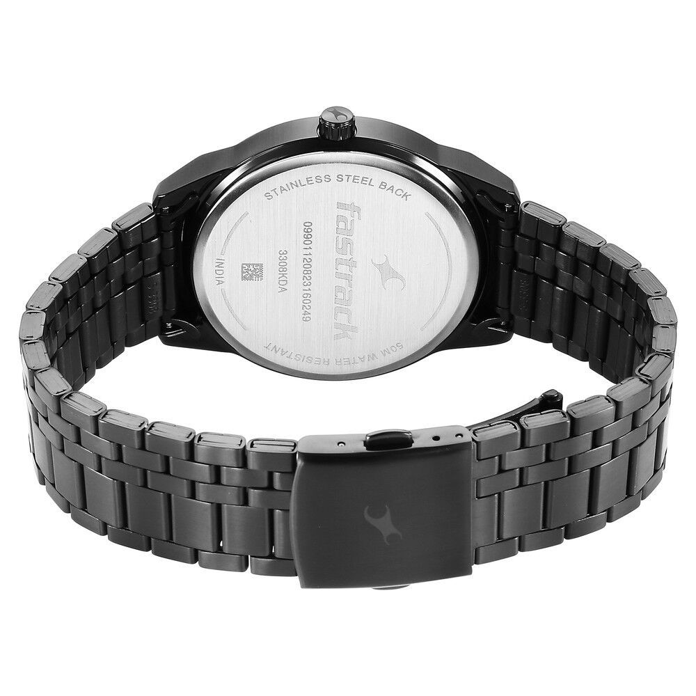 Buy Online Fastrack Stunners Quartz Analog Black Dial Metal Strap Watch for Guys 3308km01 Titan