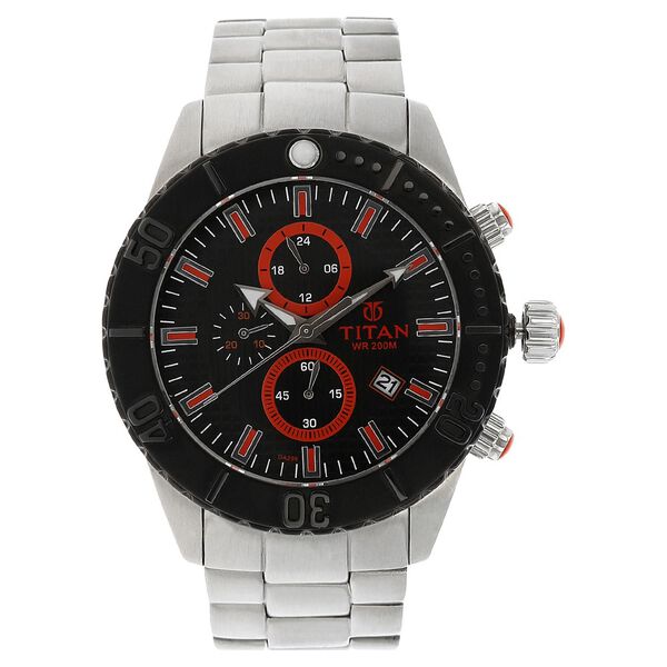 Titan Quartz Analog Black Dial Stainless Steel Strap Watch for Men - image number 0