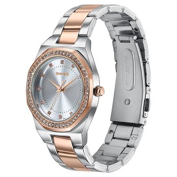 Sonata Jashn Quartz Analog White Dial Two Toned Metal Strap Watch For Women