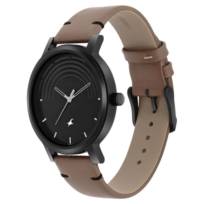 Fastrack Crush Quartz Analog Black Dial Leather Strap Watch for Guys - image number 2