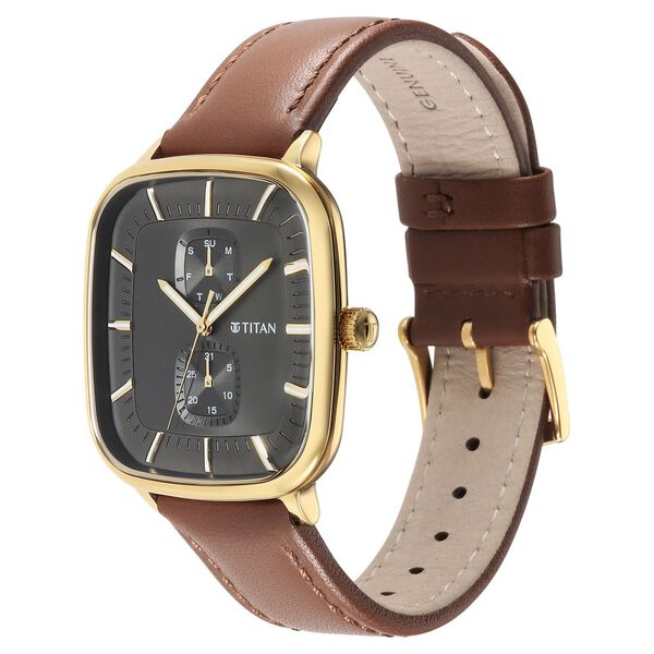 Titan Avant Garde Anthracite Dial Quartz Multifunction Leather Strap watch for Men - image number 2