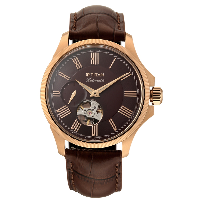 Titan Automatic Atrium Offset Seconds Open Heart Automatic