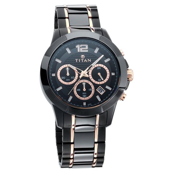 Titan Ceramics Black Dial Chrono Stainless Steel and Ceramic Strap watch for Men - image number 0