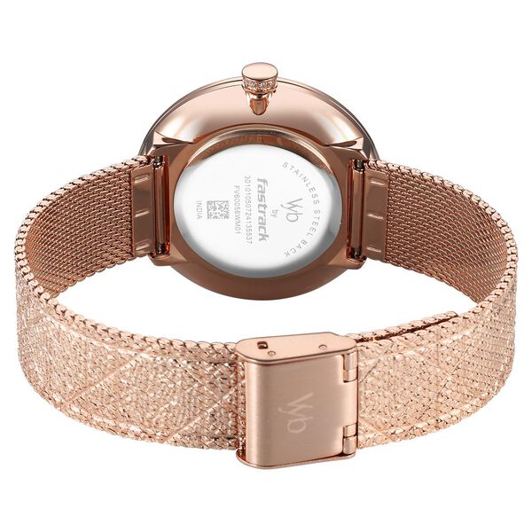 Fastrack Vyb Eclipse Quartz Analog Mother of Pearl Dial Rose Gold Color Metal Strap Watch For Girls - image number 5
